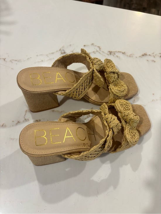 Matisse Shoes - Matisse Braided Knot Raffia Block Heel Sandals in Mustard
